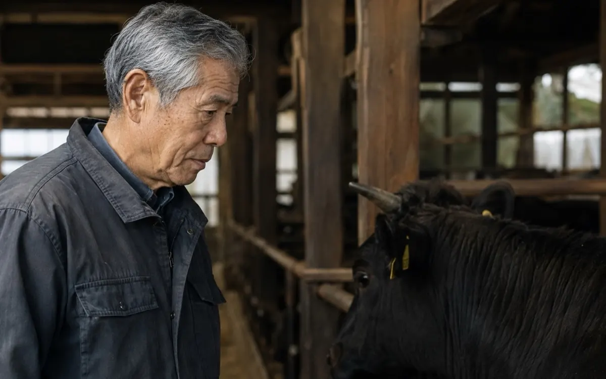A buyer with a trained eye judging a live animal